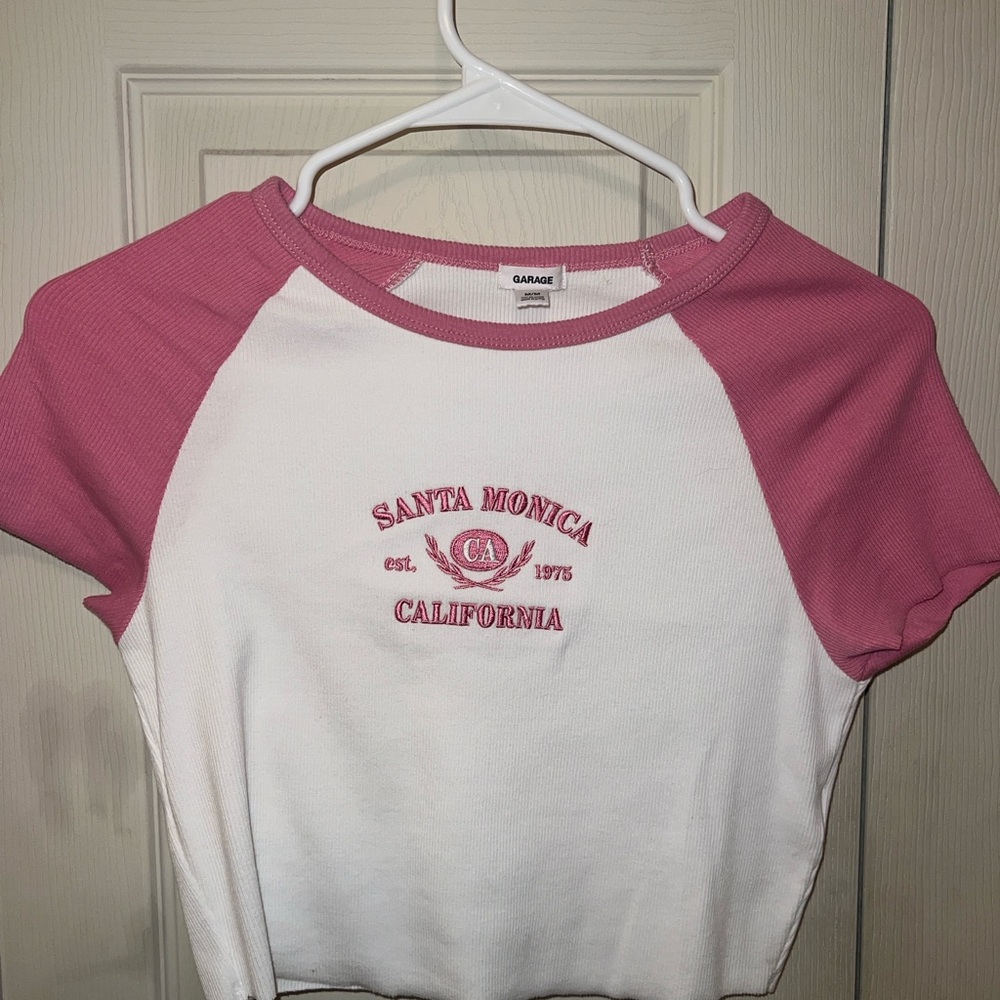 Garage Pink and White Graphic Tee